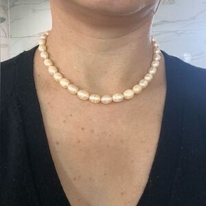 Pink pearl natural necklace. 15,5”